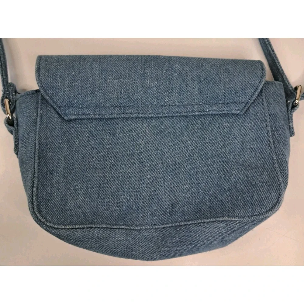Y2K  No‎ Boundaries Denim Purse Handbag Embroidered Patches Heart Rose Rainbow